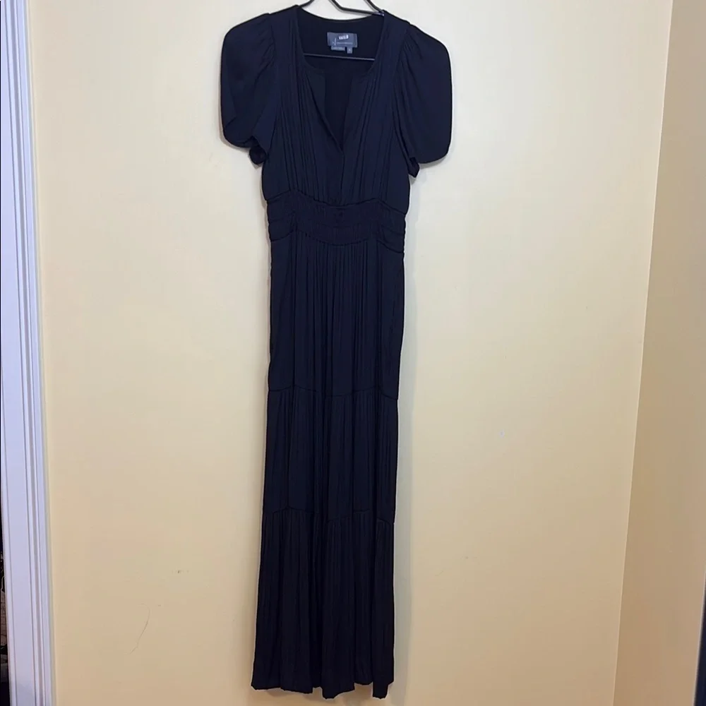 Anthropologie | Black Somerset Flutter Sleeve Tiered Elastic Waist Maxi Dress XS - Picture 3 of 17